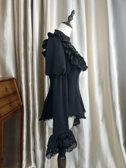 Schwarzes Dark Gothic Lolita Juliette Ärmel Top