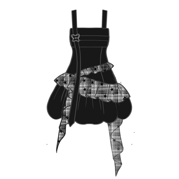 mit Rüschen Y2K Rock Schwarz Plaid Cascading Plus Size Cami Dress Bubble