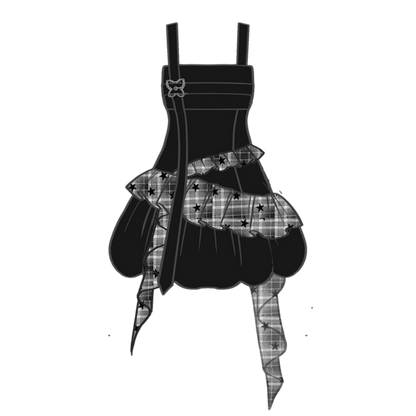 mit Rüschen Y2K Rock Schwarz Plaid Cascading Plus Size Cami Dress Bubble