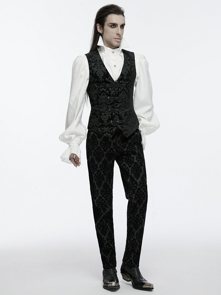 Black Vest Men's Printed Palace Gothic
