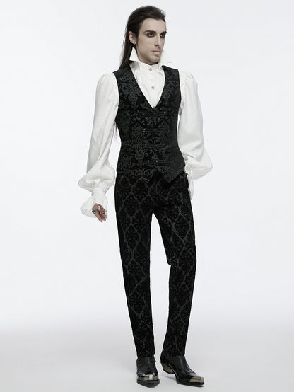 Black Vest Men's Printed Palace Gothic