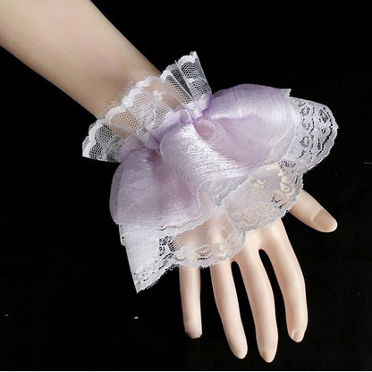 Gyaru Cuffs Fashion Lace Ruffle Pink/Blue/Purple Lolita Wrist
