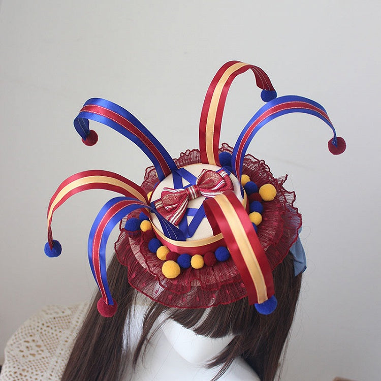 Blue And Red Circus Sweet Lolita Clown Mini Hat
