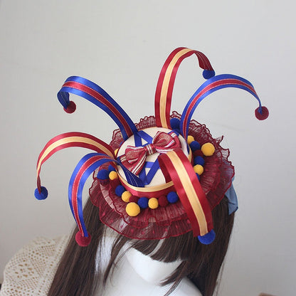 Blue And Red Circus Sweet Lolita Clown Mini Hat