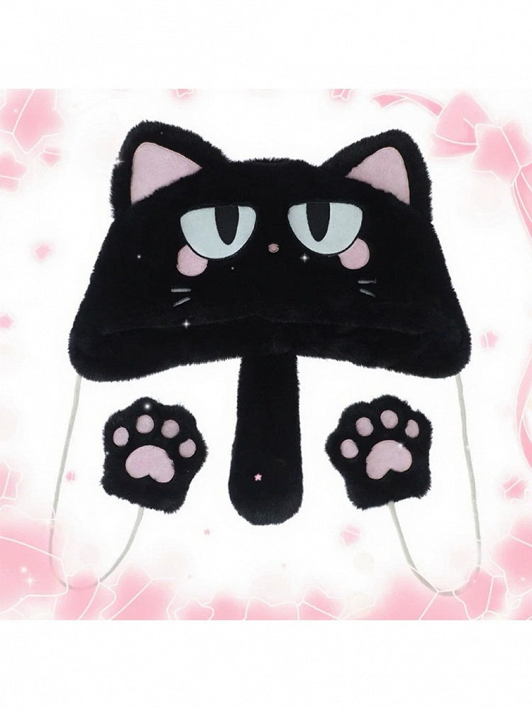 Black Kawaii Plush Cat Design Hat - Magic Diary