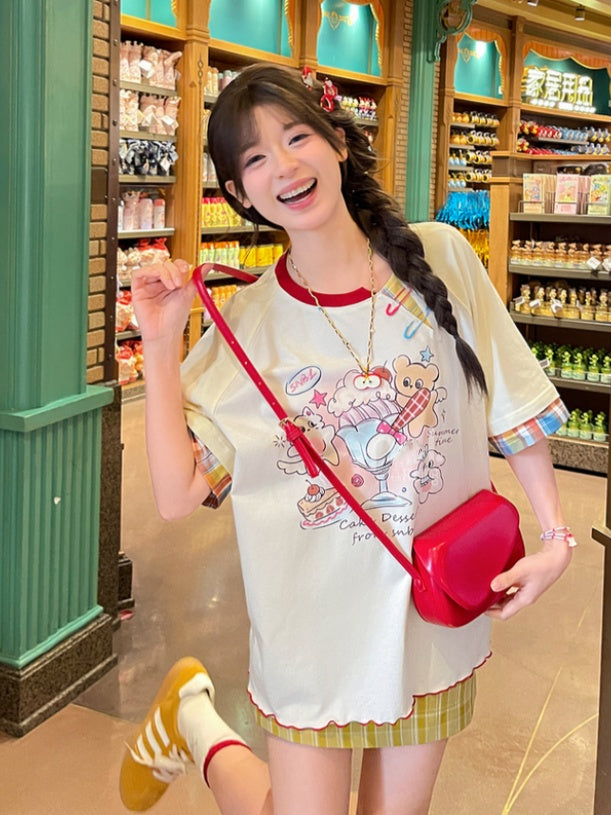 Details Pin Beige Cartoon Dessert Print