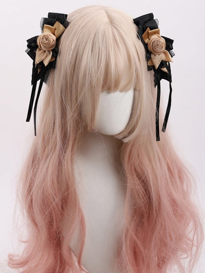 Bowknot Rose Gold Lolita Black Hairclip