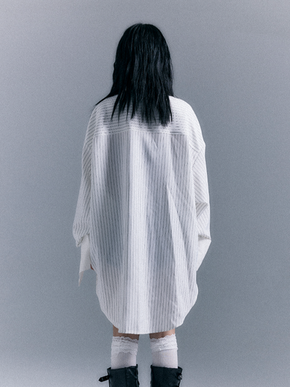 Graffiti Letter Shirt Print Punk White Striped