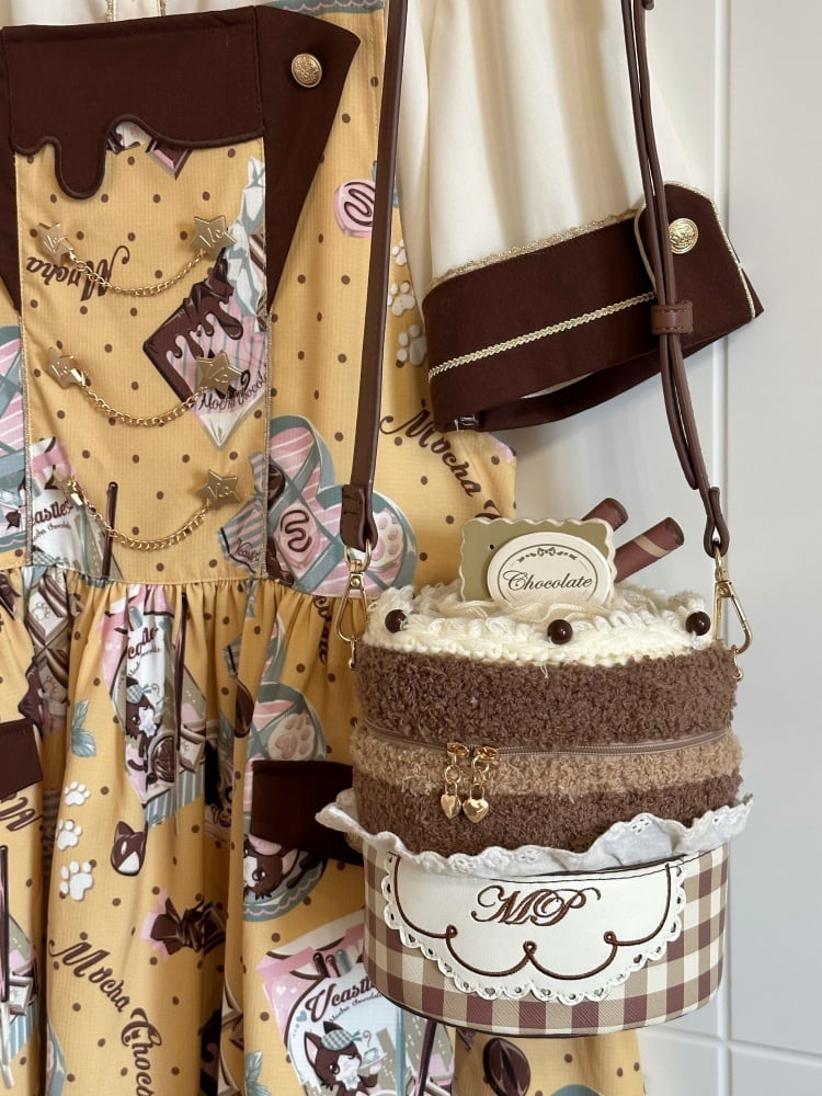 ブラウンのチェック柄スイートチョコレートカップケーキバッグ