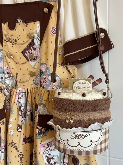 ブラウンのチェック柄スイートチョコレートカップケーキバッグ