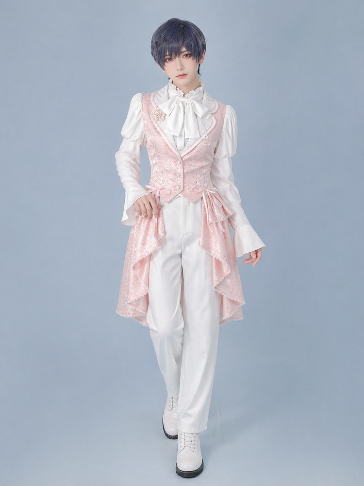 Lolita Prince Blazer with Cherry Blossom Pin and Trailing Hem - DevilInspired Exclusive Collection