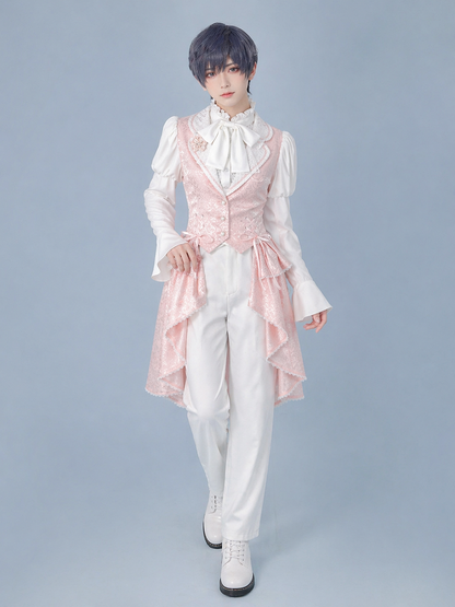 Lolita Prince Blazer with Cherry Blossom Pin and Trailing Hem - DevilInspired Exclusive Collection