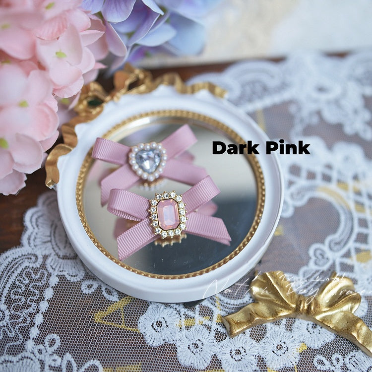 Colors Beaded Rhinestone Jirai Kei Mini Bow Hairclips 5