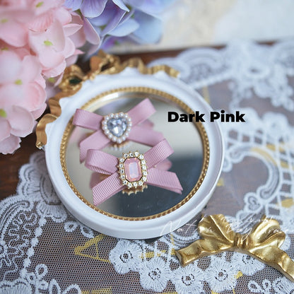 Colors Beaded Rhinestone Jirai Kei Mini Bow Hairclips 5