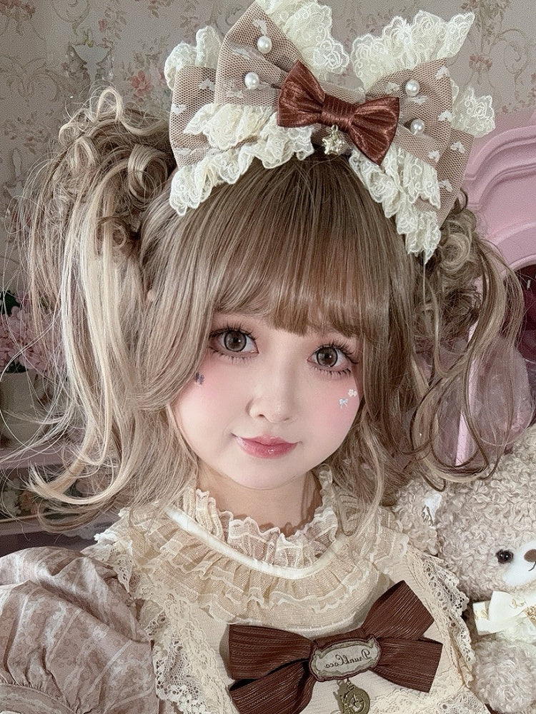 Star Trim Beaded Bowknot Lace Brown KC Decorated Charm