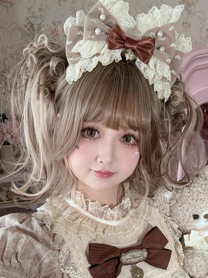 Star Trim Beaded Bowknot Lace Brown KC Decorated Charm