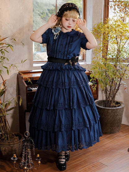 Elegant Multilayer Ruffled Floral Embroidery Skirt - Miss Point