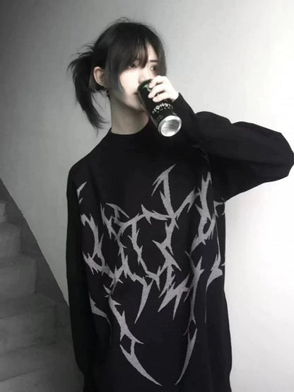 with Design Black Gothic Sweater Parasyte