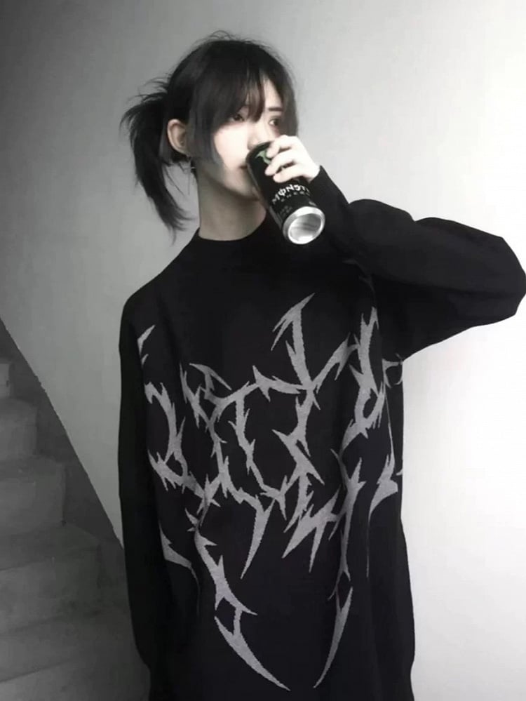 with Design Black Gothic Sweater Parasyte