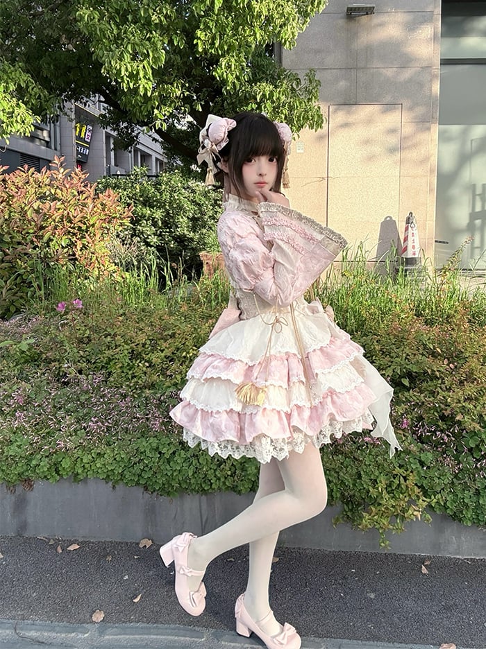 Pink Tassel Bolero Robes Jacquard