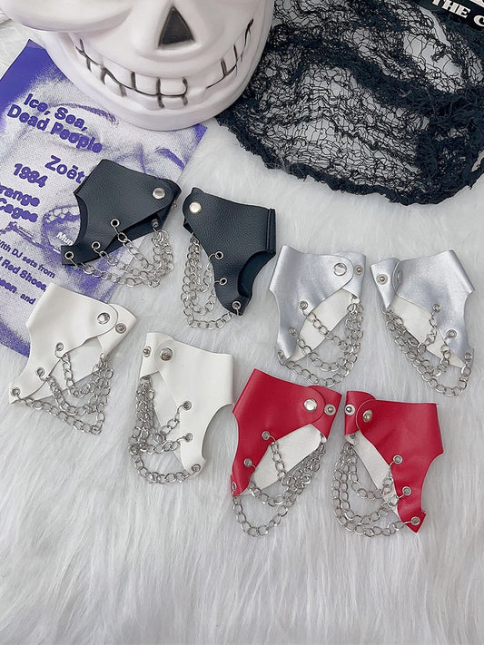 Y2K Decorated Black/White/Red/Silver And Lock Punk Chain PU