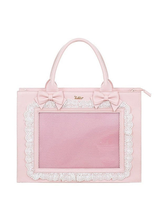 Lolita Bag Sweet Zipper Overlay Pink with Transparent Closure