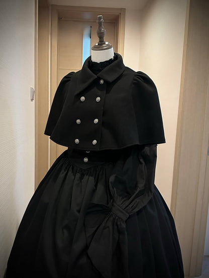 Lolita Collar Cape Gothic Woolen Black Foldover