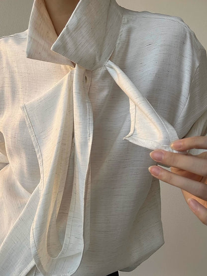 Apricot Lolita Fit Shirt Draping Long Ouji Loose Light Ribbon Retro with