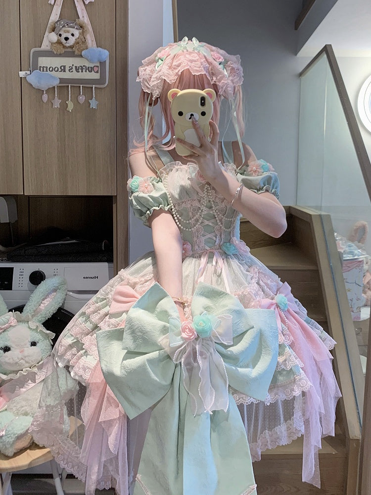 Jumper Pink Green Dress Skirt and Lolita Princess Flower Hanayome Fairy