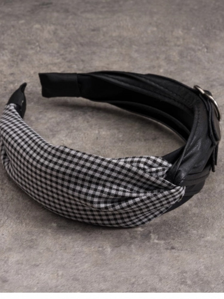 Pattern Heart Plaid Gothic With KC Double Decorated Buckles Black