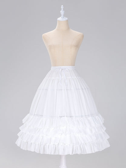 Saum Birdcage Petticoat Stufen 75cm Weiß/Beige Chiffon Fischgräte