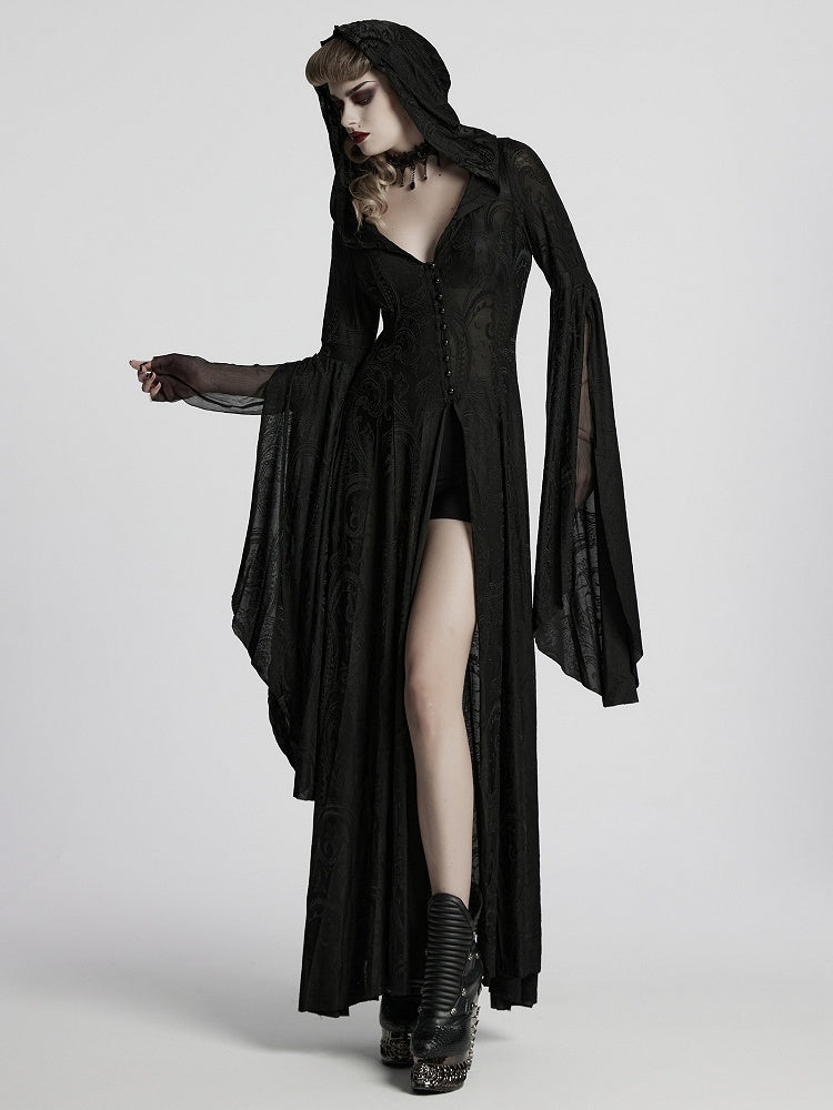Coat Long Hoodie Gothic Black
