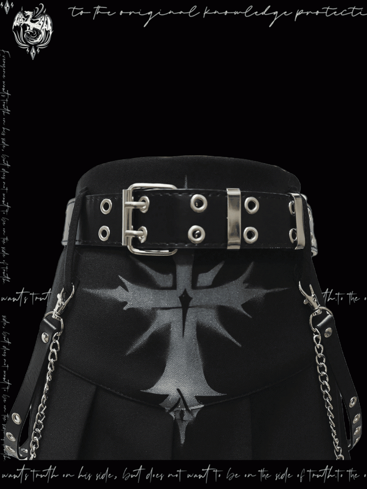 Pleated Skirt Rock Glamorous Y2K Black Cross Print Punk