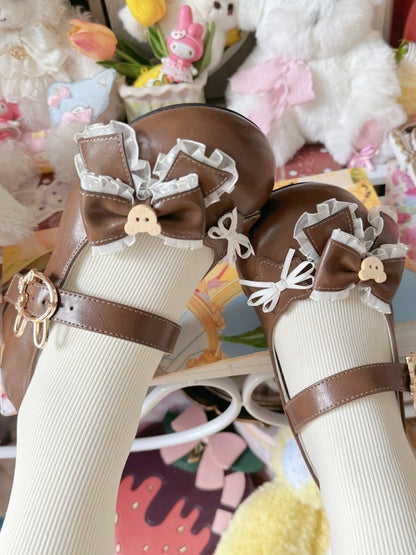 Details for Brown Bow Shoes PU Lolita with Sweet