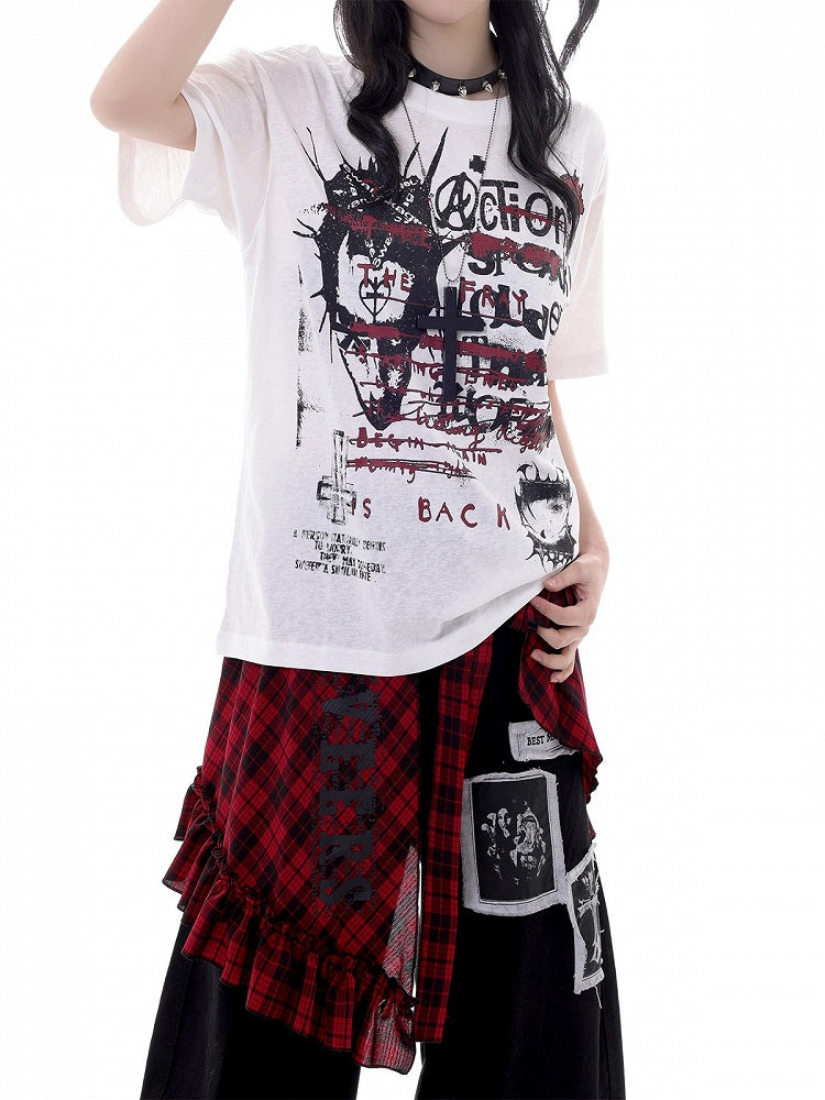 Kawaii Punk White Graffiti T-Shirt - KNOW8 Online Shop