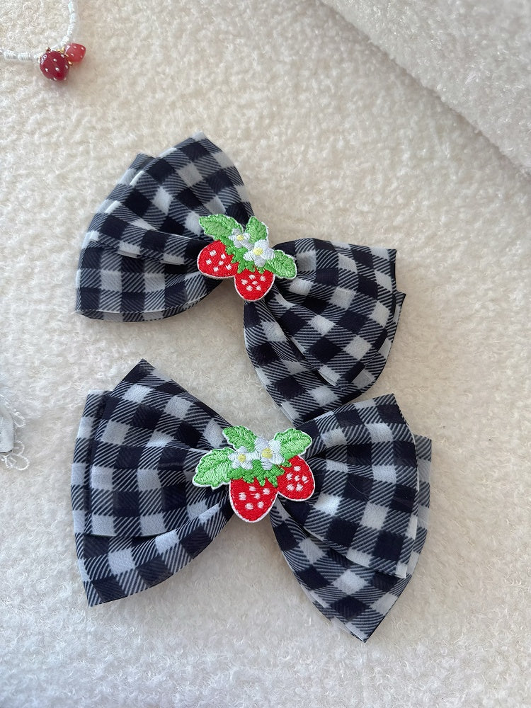 Rosa / Rot / Schwarz / Blau Erdbeere Bowknot Haarspange