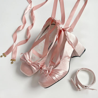 Detachable Top With Ankle Buckle Straps Mary Bow Dual Pink at Janes Elegant