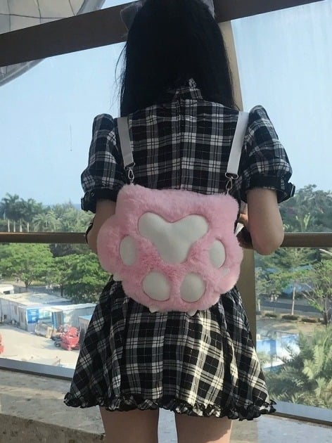 Multicolor Plush Cat Paw Shoulder Bag - Magic Diary
