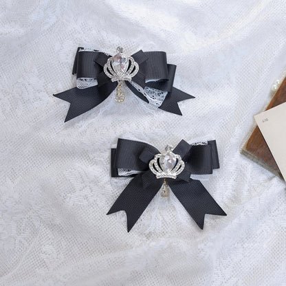Crown 3D Colors Hair 4 Bow Rhinestone Kei Jirai Lace Clip