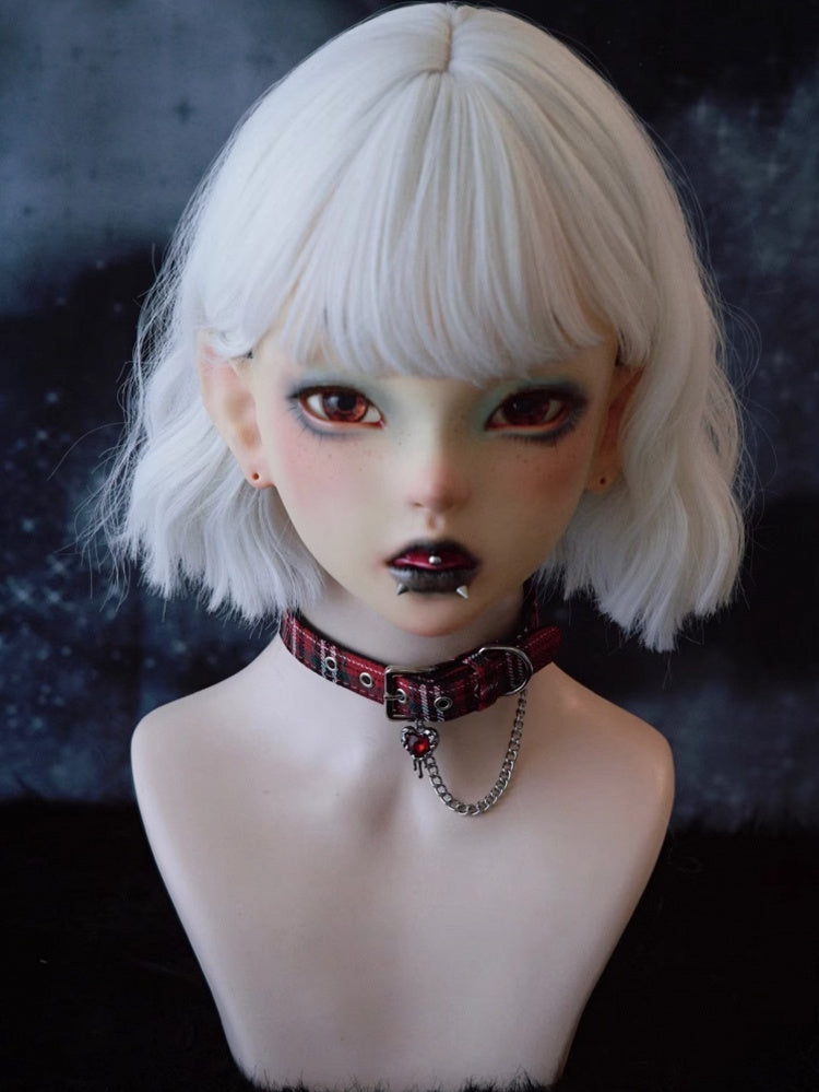 Plaid und Herz Anhänger Kette RotGrün Choker Gothic Strass