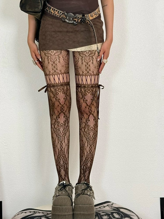 Tights Self-tie Y2K Hollow-out Color 6 Options Straps Design