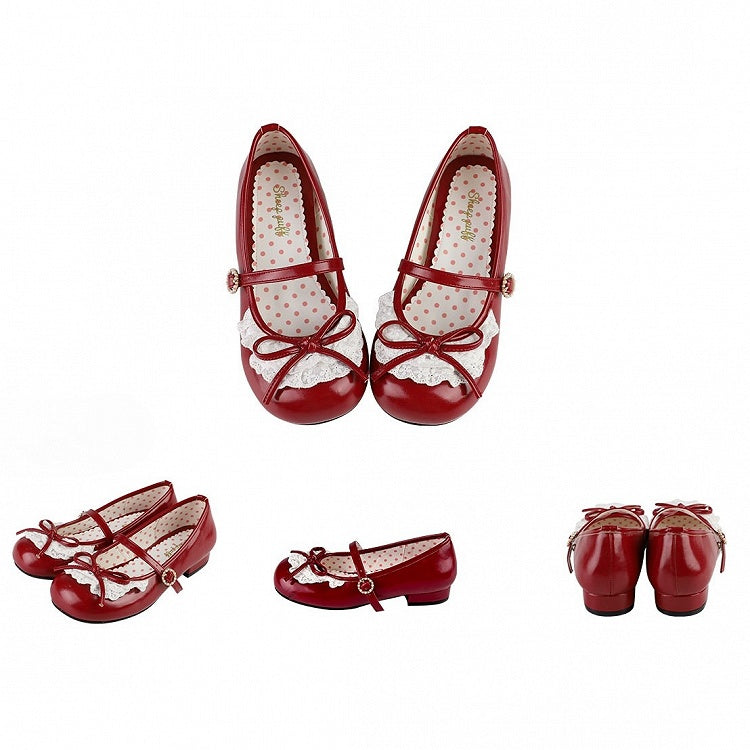 Round Bow Red Lace Janes Accent Mary Heels Toe Trim 2.2CM/4.3CM Knotted
