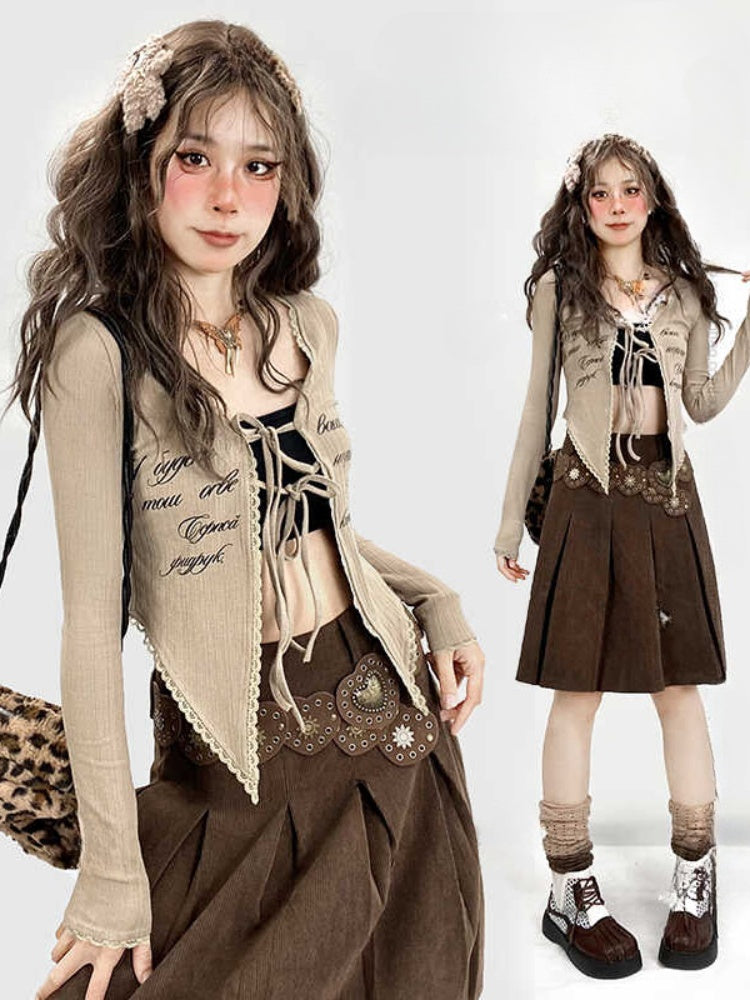 ミラードファッション ブラウン ウェイストランドパンク ハート型スタッズウエストベルト