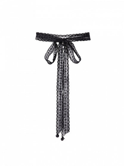 Taille Gothic Shimmer Kuro Black Swan besticktes Baskenkleid