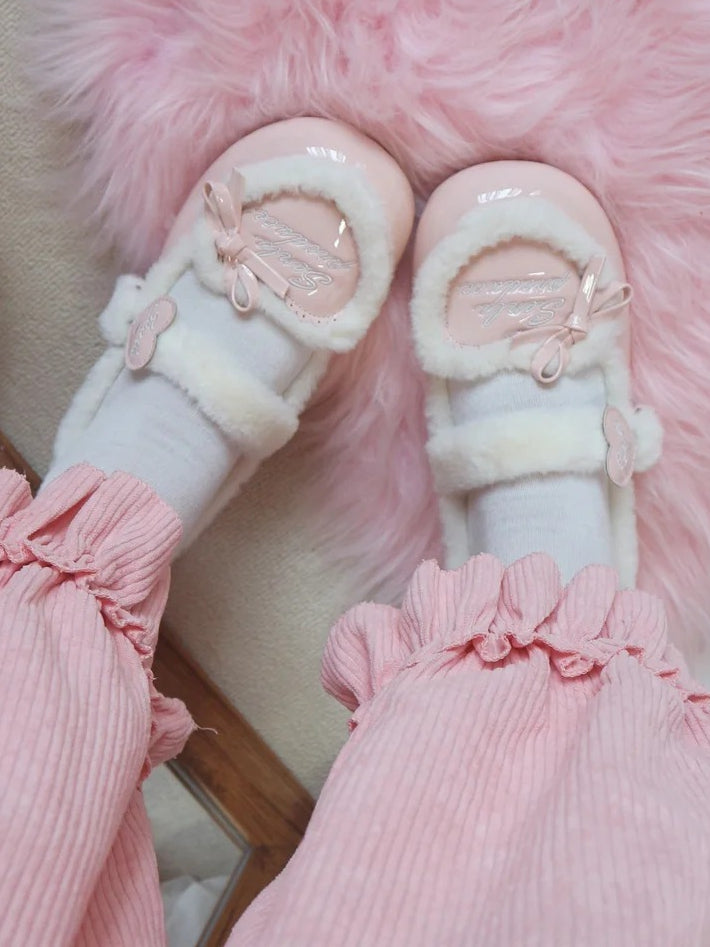Top Heart Pink Sweet Cozy Fleece Lining at Lolita Flats