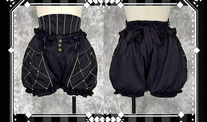 Ouji Lolita High Gold Bloomer Waist Black Shorts and