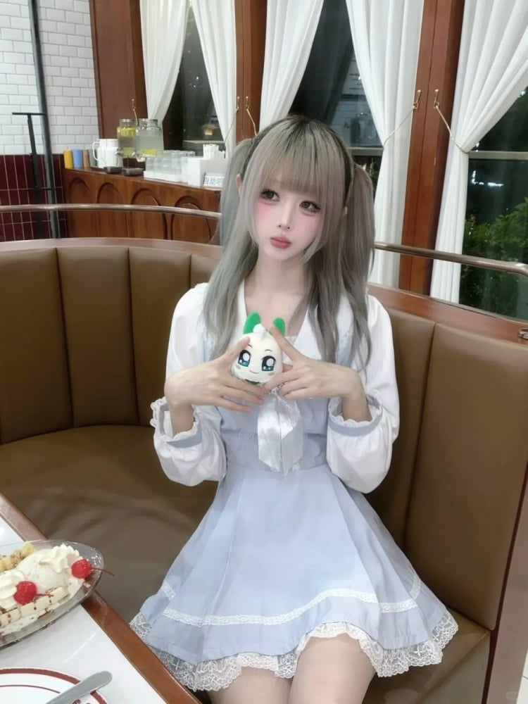 Kleid mit Hasenohren-Design, Matrosenkragen, Shorts mit Rüschenbesatz, Fliege