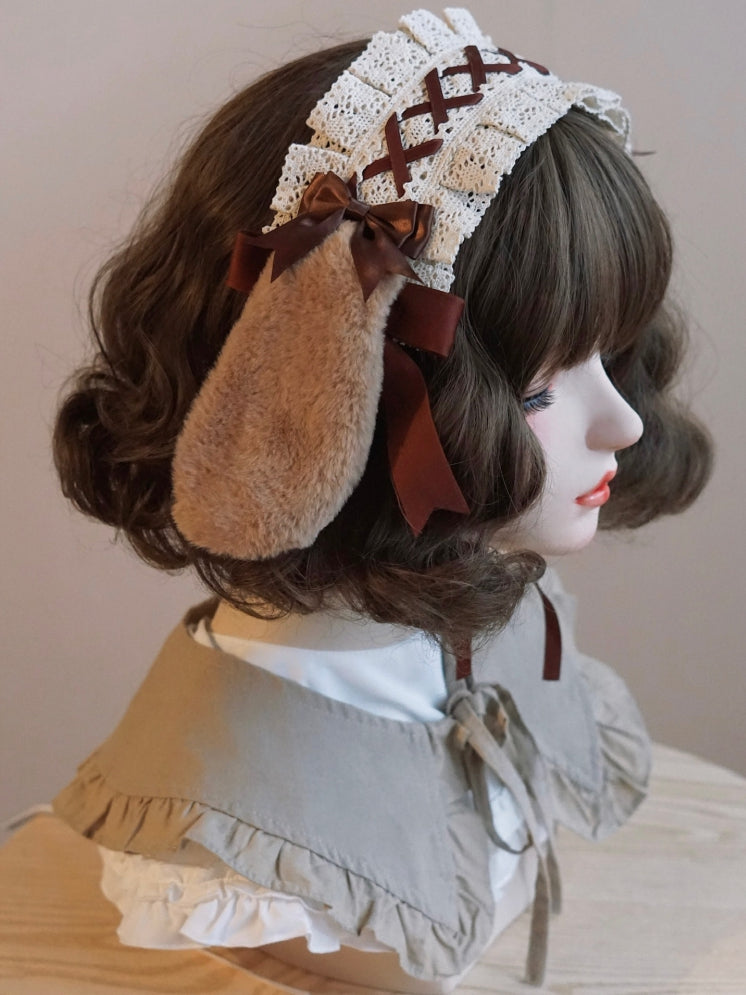 Details Bowknot Hairband Brown Ear Bunny