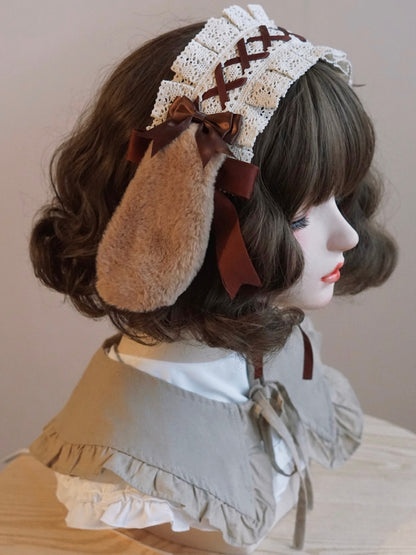 Details Bowknot Hairband Brown Ear Bunny