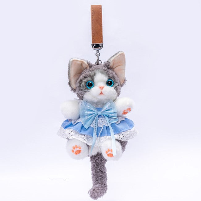 with Cute Accent Skirt Cat Devon Blue Keychain Black/Gray/White